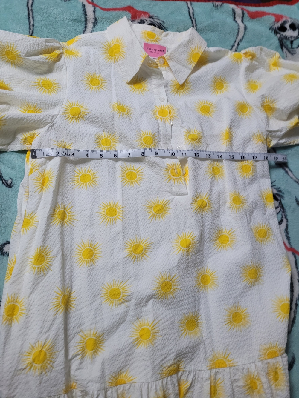 kate spade White and Yellow Sunburst Tie-Waist Mini Dress - Picture 5 of 8